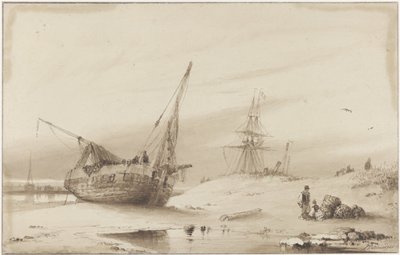 Ships on the Beach by Petrus Paulus Schiedges (I)