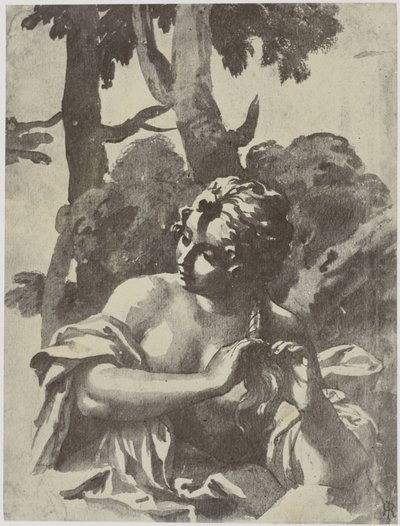 A Girl Braiding Her Hair by Philip Henry Delamotte