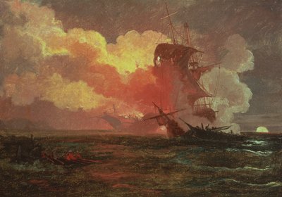 A Naval Engagement by Philip James de Loutherbourg