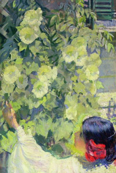 Hollyhocks, c.1923 by Philip Leslie Hale