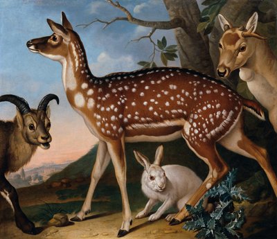 Fallow Deer, Ibex and Hare by Philipp Ferdinand de Hamilton