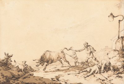 A Bull Charging by Philippe Jacques de Loutherbourg