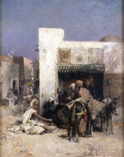 Arabs outside a house by Philippe Pavy