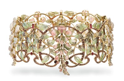 Art Nouveau multi-gem and enamel 