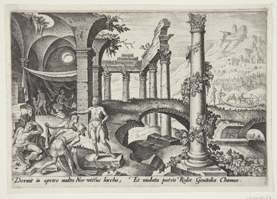 The mocking of Noah by Philips Galle