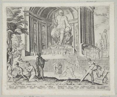 The Statue of Jupiter at Olympia by Philips Galle