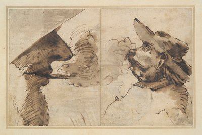 Caricatures of Two Male Heads by Pier Francesco Mola