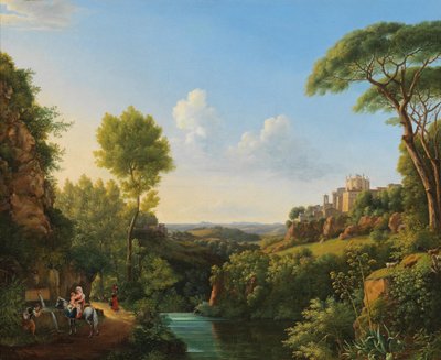 Italian Landscape with Travellers by a Well by Pierre Athanase Chauvin