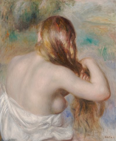Blonde Braiding Her Hair by Pierre Auguste Renoir