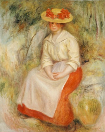 Gabrielle in a Straw Hat by Pierre Auguste Renoir
