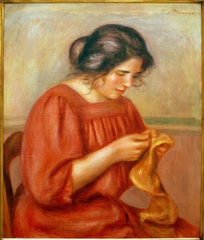 Gabrielle Mending by Pierre Auguste Renoir