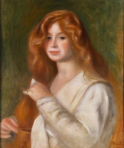 Girl Combing Her Hair by Pierre Auguste Renoir