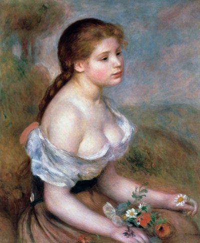Girl with Flowers by Pierre Auguste Renoir