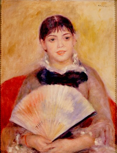 Girl with a Fan by Pierre Auguste Renoir