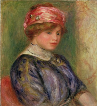 Girl with a Pink Hat by Pierre Auguste Renoir