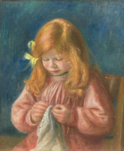 Jean Renoir Sewing by Pierre Auguste Renoir
