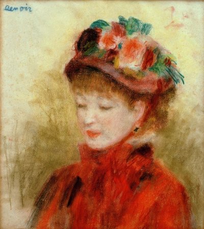Young Woman with Flower Hat by Pierre Auguste Renoir