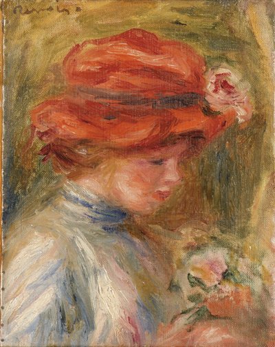 Young Woman with a Red Hat by Pierre Auguste Renoir