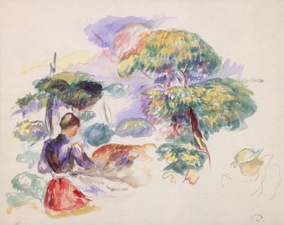 Landscape with a Girl, ca. 1890 by Pierre Auguste Renoir