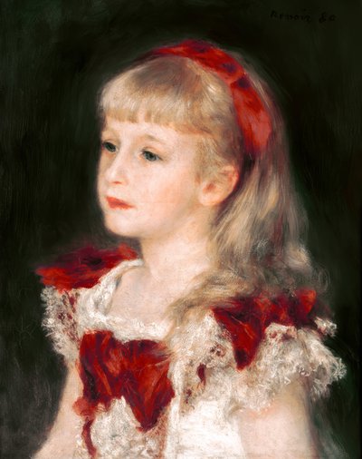 Mademoiselle Grimprel with Red Ribbon by Pierre Auguste Renoir