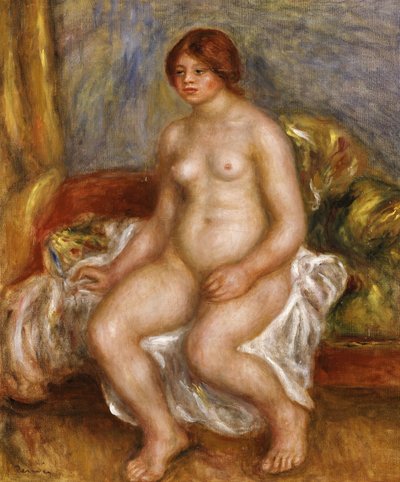 Nude Woman on Green Cushions by Pierre Auguste Renoir