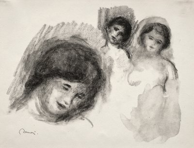 Stone with Three Sketches by Pierre Auguste Renoir
