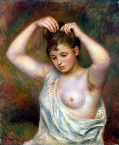 Woman Arranging her Hair by Pierre Auguste Renoir