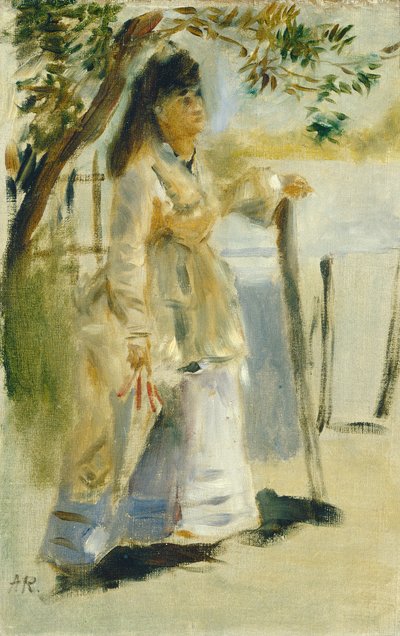 Woman by a Fence by Pierre Auguste Renoir