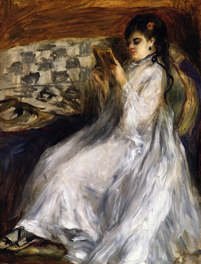 Woman in White Reading by Pierre Auguste Renoir