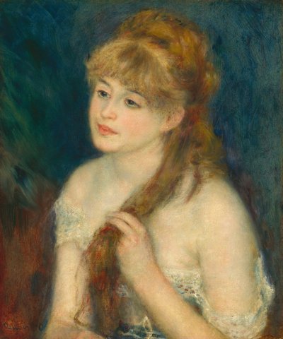 Young Woman Braiding Her Hair by Pierre Auguste Renoir