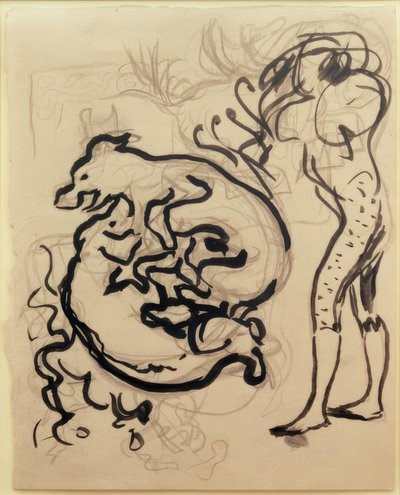 Dogs Playing and a Figure by Pierre Bonnard