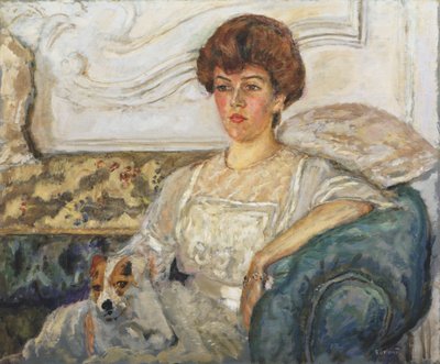 Woman on a blue sofa by Pierre Bonnard