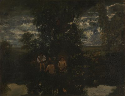 Moonlight. The Bathers by Pierre Etienne Theodore Rousseau