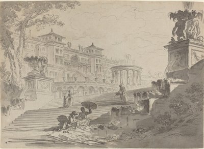 Fantasy on the Villa Medici with Fountains by Pierre Lelu