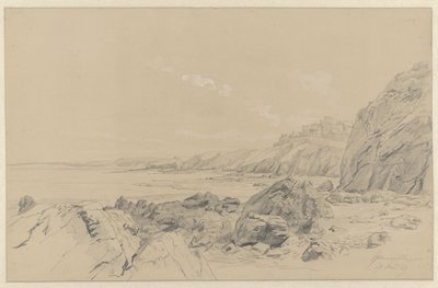 Coastal Landscape at Granville by Pierre Louis Dubourcq