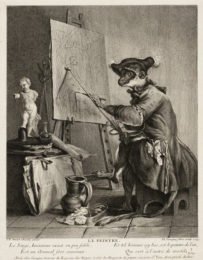 The Monkey Painter by Pierre Louis de Surugue