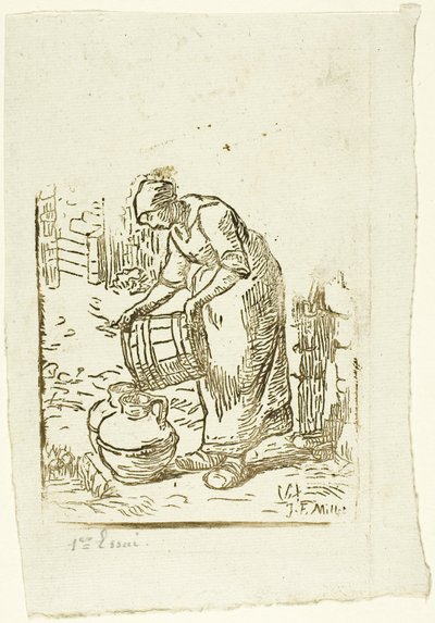 Woman Filling Water-Cans by Pierre Millet