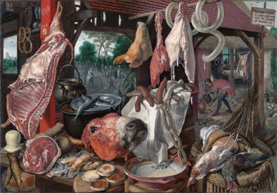 Butcher Shop with the Flight into Egypt by Pieter Aertsen