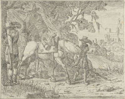 Saddled Horse with Soldiers by Pieter Bodding van Laer