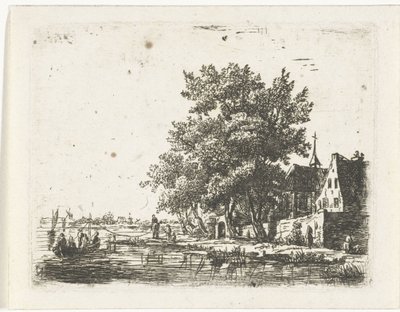 Towboat by a Monastery by Pieter Casper Christ