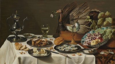 Still Life with Turkey Pie. 1627 by Pieter Claesz