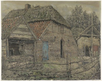 Large barn, with a pigsty in front by Pieter Dupont