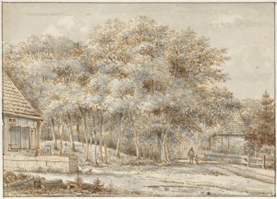 Forest Path with Two Houses by Pieter Ernst Hendrik Praetorius