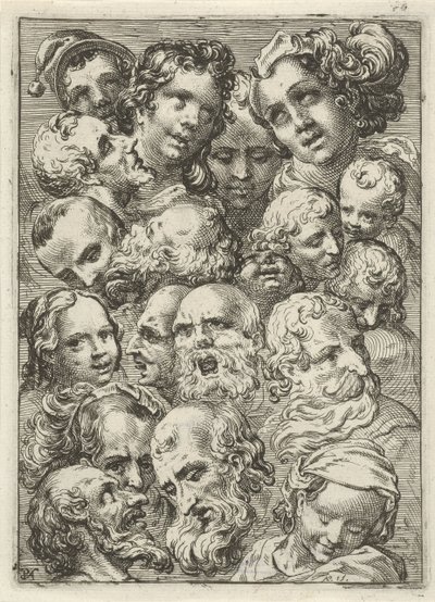 Study Sheet with Nineteen Heads by Pieter Feddes van Harlingen