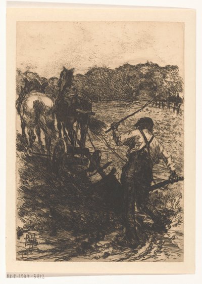 Farmer with Two Plowing Horses by Pieter de Josselin