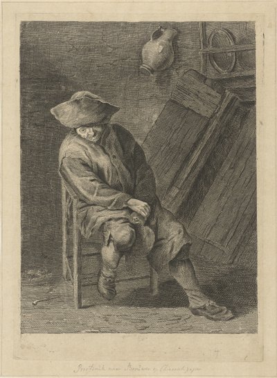 Seated Farmer with Jug by Pieter de Mare