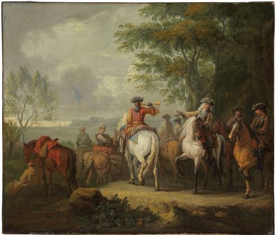 Cavaliers setting off on a journey by Pieter van Bloemen