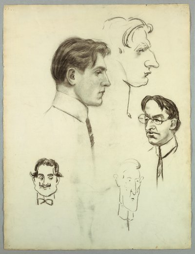 Caricature sketches; standing nude female by Pietro Montana