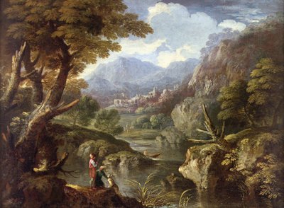 A Mountainous Wooded Landscape by Pietro Montanini