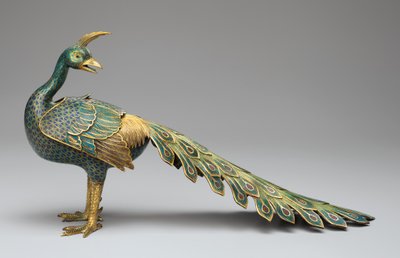Cloisonné peacock-form censer by Qing Dynasty   Qianlong Period Chinese